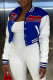 Blue Casual Street Solid Embroidered Patchwork Buckle Cardigan Collar Outerwear