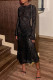 Black Sexy Solid Patchwork See-through O Neck One Step Skirt Dresses