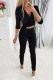 Black Casual Solid Patchwork V Neck Regular Jumpsuits