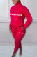 Red Casual Print Patchwork Zipper Collar Long Sleeve Two Pieces