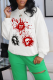 White Street Vintage Print Skull Patchwork O Neck Tops