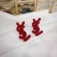 Red Simplicity Letter Patchwork Earrings
