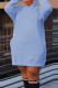 Blue Casual Solid Patchwork Hooded Collar Long Sleeve Dresses