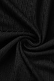 Brownness Casual Solid Patchwork Turtleneck Long Sleeve Three-piece Set