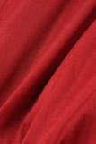 Red Elegant Solid Patchwork Square Collar Evening Dress Dresses