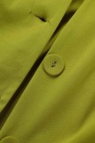 Yellow Casual Solid Patchwork Turndown Collar Long Sleeve Dresses