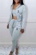 Light Gray Sportswear Print Letter Hooded Collar Long Sleeve Three Pieces