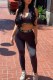 Black Casual Print Patchwork U Neck Sleeveless Two Pieces