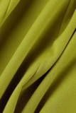 Yellow Casual Solid Patchwork Turndown Collar Long Sleeve Dresses