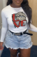White Street Vintage Leopard Lips Printed Patchwork O Neck Tops