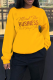 Yellow Street Vintage Print Patchwork Letter O Neck Tops