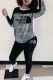 Grey Casual Print Patchwork O Neck Long Sleeve Two Pieces