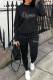 Black Casual Solid Patchwork Hot Drill Hooded Collar Long Sleeve Two Pieces