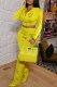 Yellow Casual Print Letter Hooded Collar Long Sleeve Two Pieces