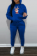 Royal Blue Street Wapiti Patchwork Hooded Collar Long Sleeve Two Pieces