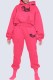 Rose Red Casual Letter Patchwork Hooded Collar Long Sleeve Two Pieces