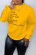 Yellow Casual Daily Print Patchwork Letter O Neck Tops