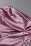 Pink Sexy Print Patchwork Frenulum Backless Asymmetrical Spaghetti Strap Sleeveless Two Pieces
