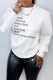 White Casual Daily Print Patchwork Letter O Neck Tops