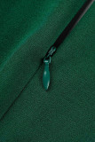 Ink Green Casual Elegant Solid Patchwork V Neck Straight Jumpsuits