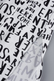 Black And White Casual Letter Chains Turndown Collar Dresses