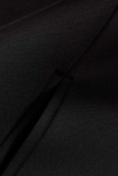 Black Elegant Solid Patchwork O Neck Evening Dress Dresses