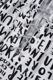 Black And White Casual Letter Chains Turndown Collar Dresses