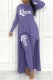 Purple Casual Letter Print Asymmetrical O Neck Long Sleeve Two Pieces