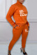 Tangerine Red Casual Print Patchwork Zipper Collar Long Sleeve Two Pieces