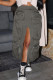 Grey Casual Street Solid Patchwork Pocket Slit Straight High Waist Straight Solid Color Bottoms