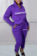 Purple Casual Print Patchwork Zipper Collar Long Sleeve Two Pieces