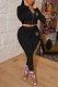 Black Casual Print Letter Hooded Collar Long Sleeve Two Pieces