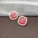 Rose Red Elegant Letter Pearl Earrings