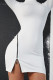 White Casual Solid Patchwork Slit Zipper Half A Turtleneck Pencil Skirt Dresses