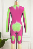 Pink Casual Print Patchwork O Neck Long Sleeve Two Pieces