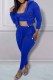 Blue Sportswear Print Letter Hooded Collar Long Sleeve Three Pieces