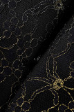 Black Elegant Solid Patchwork O Neck Evening Dress Dresses