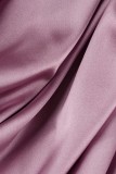 Pink Sexy Print Patchwork Frenulum Backless Asymmetrical Spaghetti Strap Sleeveless Two Pieces