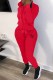Red Casual Letter Print Patchwork Hooded Collar Long Sleeve Two Pieces