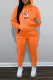 Tangerine Red Street Wapiti Patchwork Hooded Collar Long Sleeve Two Pieces
