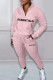 Pink Casual Print Patchwork Zipper Collar Long Sleeve Two Pieces