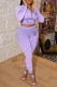 Purple Casual Print Letter Hooded Collar Long Sleeve Two Pieces