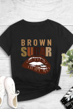 Black Casual Fashion Print Basic O Neck T-Shirts