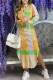 Orange Casual Striped Print Patchwork Buckle Turndown Collar Shirt Dress Dresses