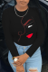 Black Street Vintage Print Patchwork O Neck Tops