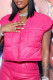 Pink Casual Street Solid Patchwork Zipper V Neck Outerwear
