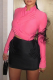 Rose Red Street Solid Bandage Crystal Mandarin Collar Long Sleeve Two Pieces