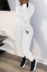 White Casual Letter Print Patchwork Hooded Collar Long Sleeve Two Pieces