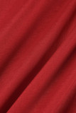 Red Elegant Solid Patchwork Square Collar Evening Dress Dresses
