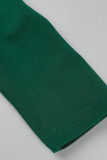 Ink Green Casual Elegant Solid Patchwork V Neck Straight Jumpsuits
